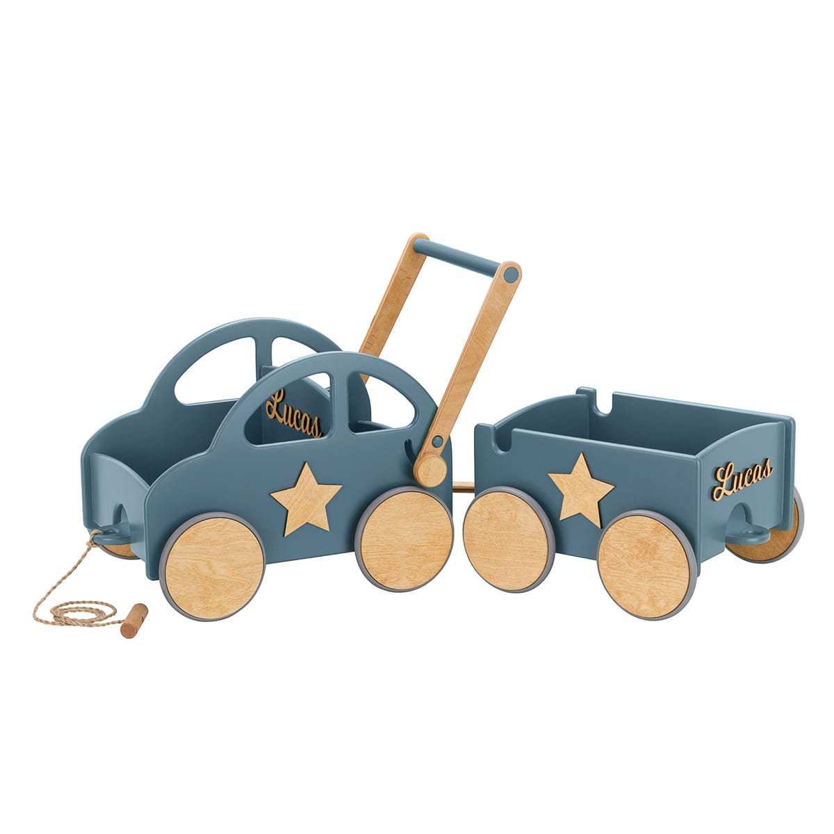 Auto z przyczepką i personalizacją - First Road + Magic Box morski niebieski
